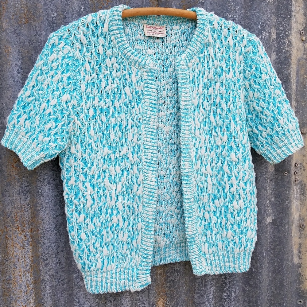 Vintage Bobbie Brooks Sweater Turquoise & White